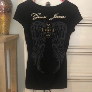 Guess jeans top medium beaded with stones
